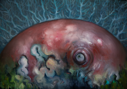 Dull Lube Burn, an oil painting by Hirata Yodom